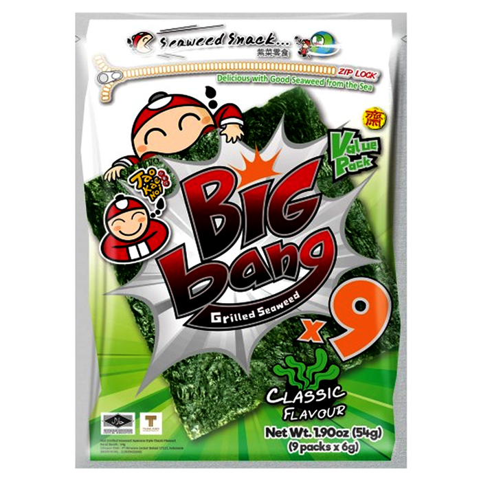 Tao Kae Noi Big bang Grilled Seaweed Classic Flavour 54g Pack 9pcs