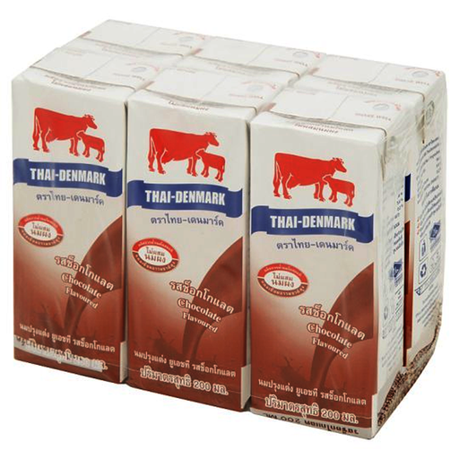 Thai-Denmark Chocolate Flavoured UHT Milk Product 200ml Pack of  6boxes