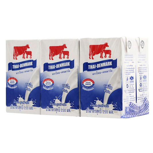 Thai-Denmark UHT Plain Flavor Size 250ml Pack of 6boxes