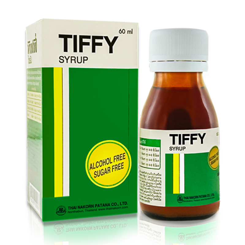 Tiffy syrup ຂະຫນາດ 60ml ສໍາລັບບັນເທົາອາການຫວັດທໍາມະດາ, ດັງດັງ, ແກ້ອາການໄຂ້, ແກ້ປວດ, ໄຂ້ hay.