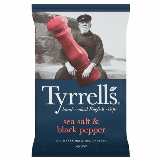 Tyrrells Hand - Cooked English Crisps Sea & Black Pepper 150g