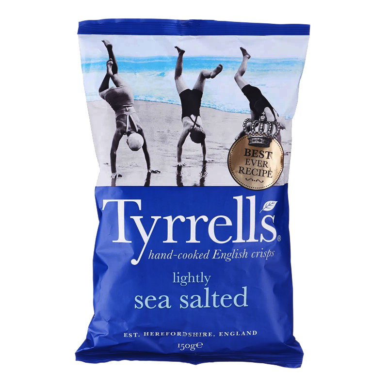 Tyrrells Hand cooked English Crisps Lightly Sea Salted Chips 150g tyrrells-hand-cooked-english-crisps-lightly-sea-salted-chips-150g