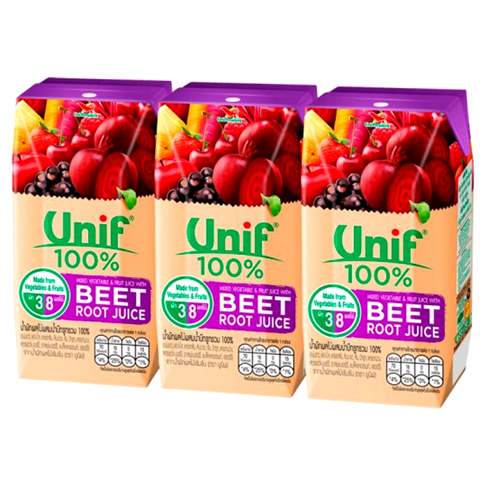 Unif 100% Mixed Vegetable and Fruit Juice with Beet Root Juice 200ml Pack of 3boxes