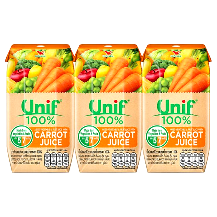 Unif 100% Mixed Vegetable and Fruit Juice with Carrot Juice 200ml Pack of 3boxes