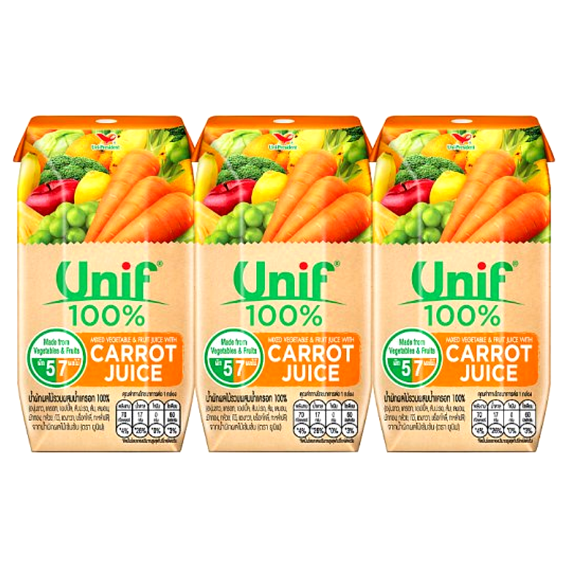 Unif 100% Mixed Vegetable and Fruit Juice with Carrot Juice 200ml Pack of 3boxes
