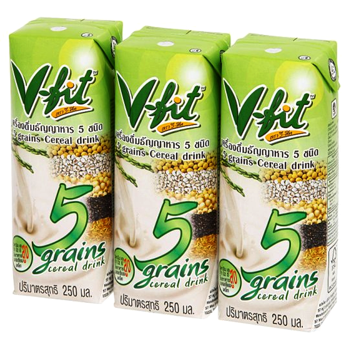 V-Fit Germinated Brown Rice Milk 5 grains Cereal Drink 250ml Pack of 3 boxes