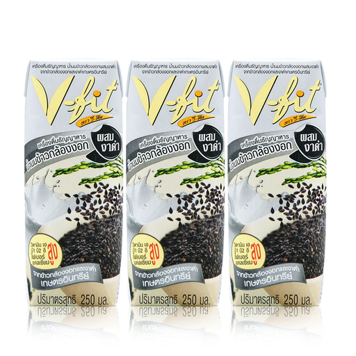 V-Fit Germinated Brown Rice Milk Mixed Black Sesame Cereal Drink Size 250ml pack of 3boxes