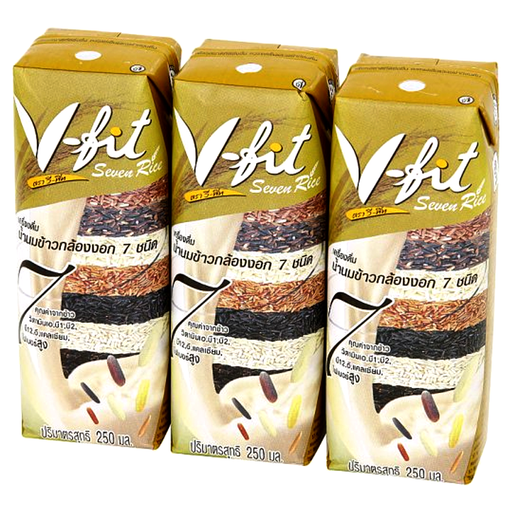 V-Fit Seven Rice ເຄື່ອງດື່ມນ້ຳນົມເຂົ້າກ້ອງງອກ 7 ຊະນິດ 250ml  ແພັກ 3 ກ່ອງ