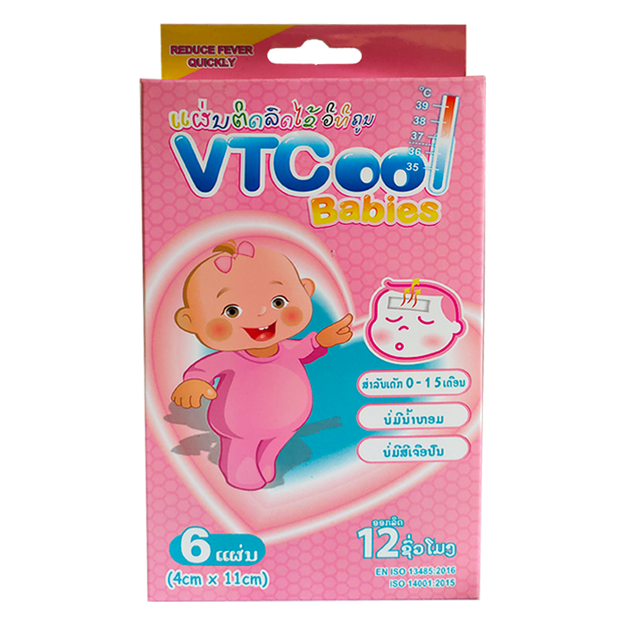 VT Cool Baby ຫຼຸດອາການໄຂ້ໄດ້ໄວ (ຂະໜາດ 4cm x 11cm) ກ່ອງ 6 ແຜ່ນ