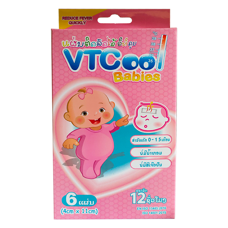 VT Cool Baby ຫຼຸດອາການໄຂ້ໄດ້ໄວ (ຂະໜາດ 4cm x 11cm) ກ່ອງ 6 ແຜ່ນ
