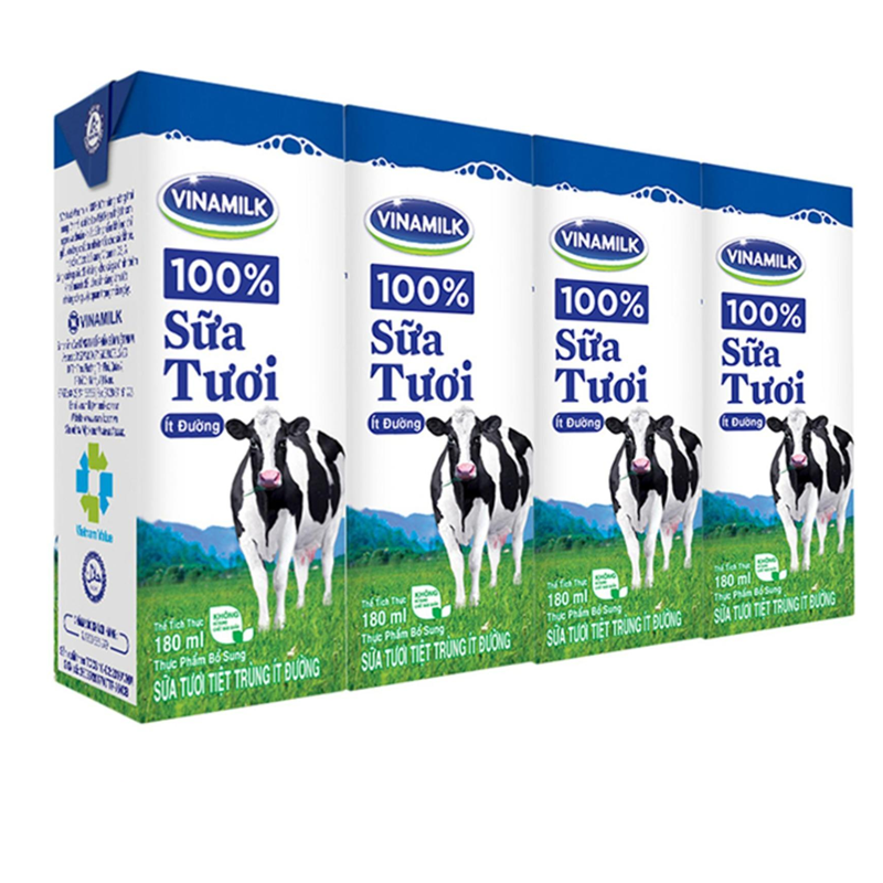 Vinamilk Fino Sterilized Milk Sweetened Size 180ml Pack of 4boxes