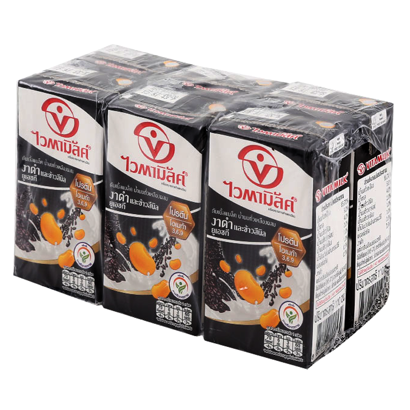 Vitamilk Soy Milk Black Sesame and Sinin Rice  Size 110ml Pack of 6boxes