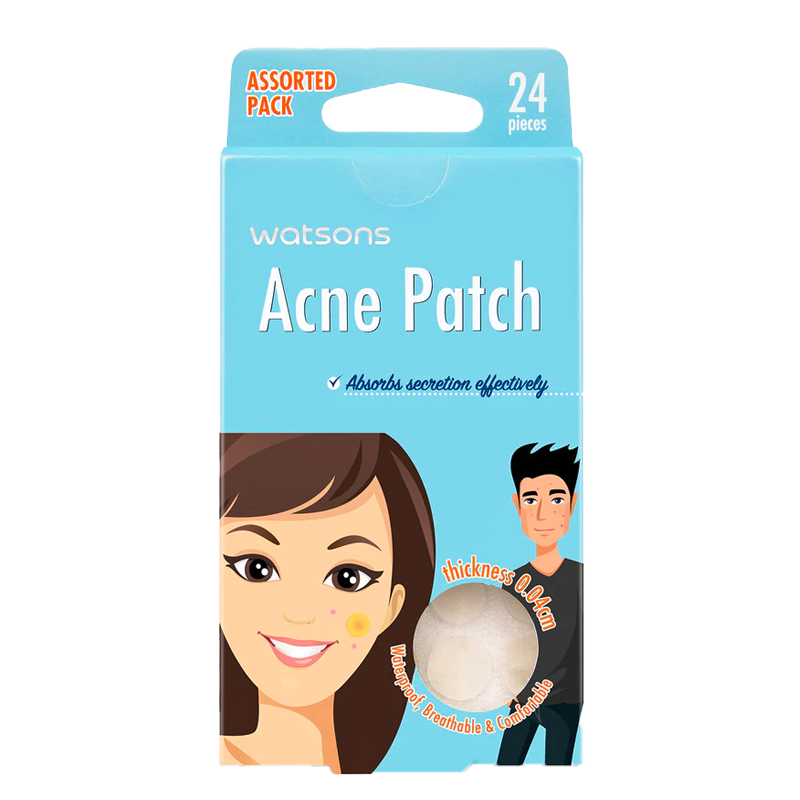 Watsons Acne Patch ດູດຊຶມຄວາມລັບຢ່າງມີປະສິດທິພາບ ກ່ອງມີ 24 ເມັດ