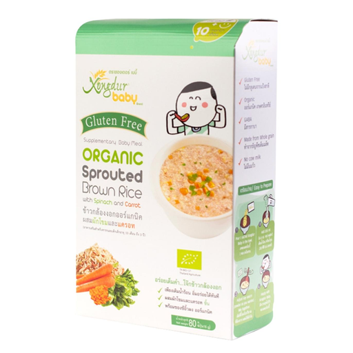 Xongdur Baby Gluten Free Organic Sprouted Brown Rice With Spinach And Carrot 80g