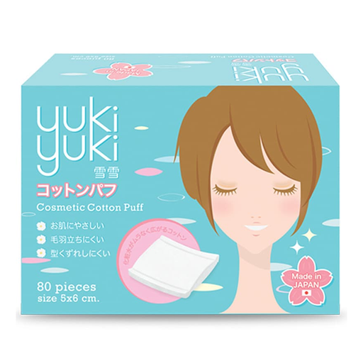 ເຄື່ອງສຳອາງ Yuki Yuki Cotton Puff ຂະໜາດ 5x6 cm 80 ຜືນ