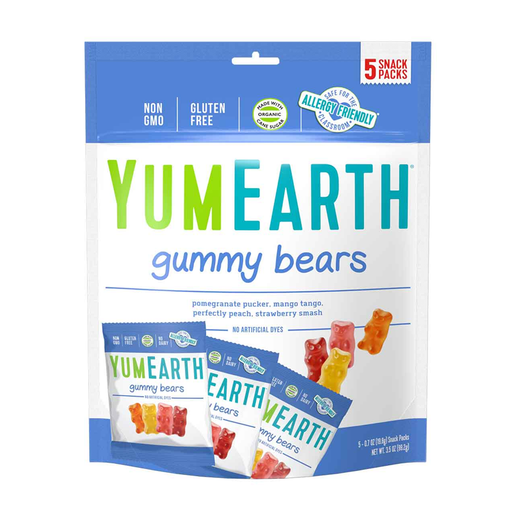 YumEarth Gummy Bears Pomegranate Pucker Mango Tango Perfectly Peach Strawberry Smash 5 Pack of Bag 99.2g