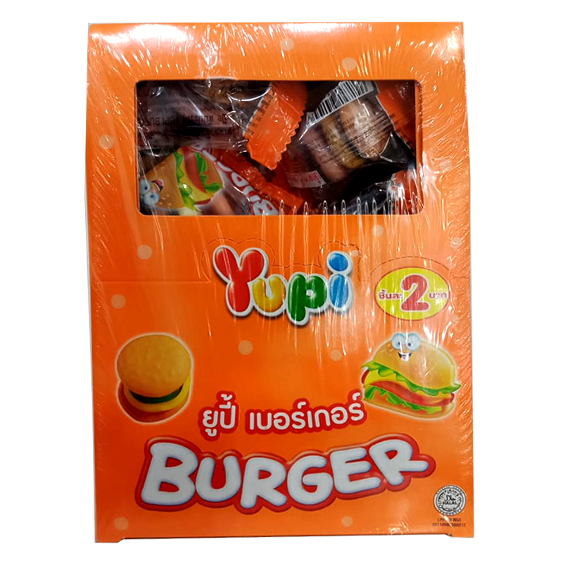 Yupi Burger Jelly Gummy Mixed Fruit Flavour Candy Pack 24pcs