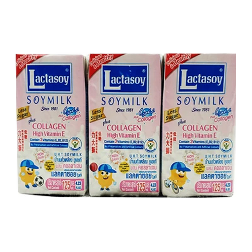 lactasoy UHT soy milk light collagen 125ml  pack of 6boxes