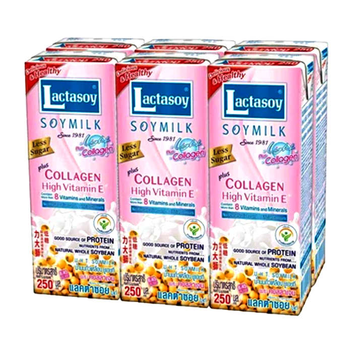 lactasoy UHT soy milk light collagen 250ml Pack of 6boxes