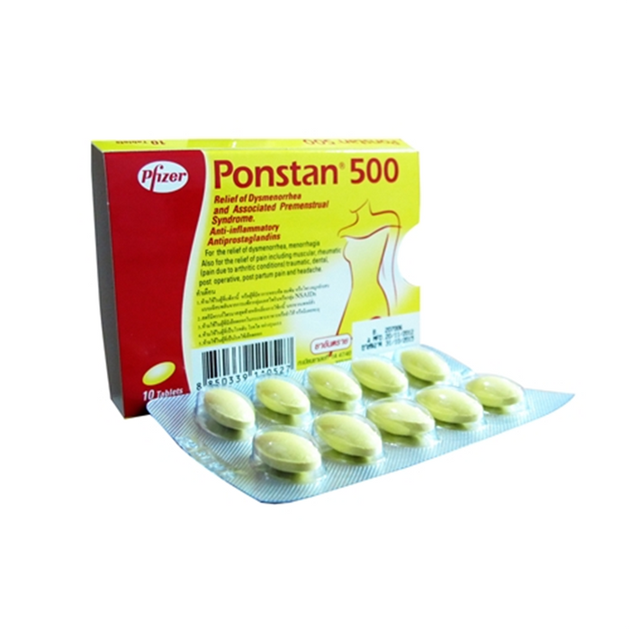 Pfizer Ponstan 500 ການບັນເທົາອາການຖອກທ້ອງແລະໂຣກ premenstrual ທີ່ກ່ຽວຂ້ອງ Anti-inflammatory Antiprostaglandins