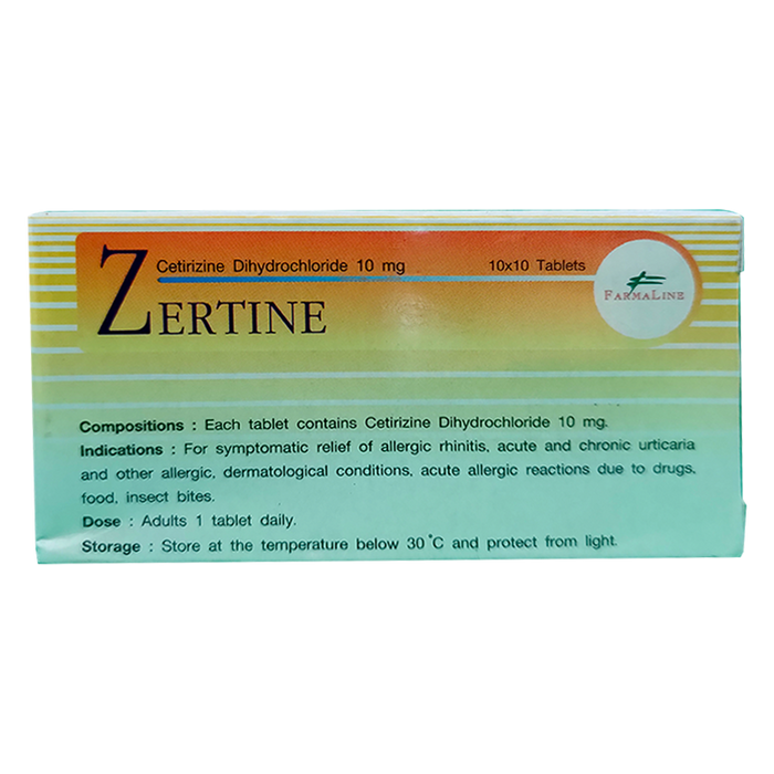 zertine cetirizine dihydrochloride 10mg boxes of 10blister